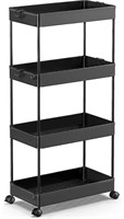 SPACEKEEPER Storage Cart 4-Tier, Black - UNUSED