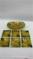 Art Glass Coasters and Bowl