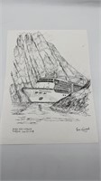 Seven Seas Voyager Penned Cruise Ship 9”x12”