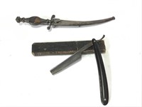 Unusual Mini Knife Brooch & Straight Razor