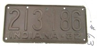 1932 Indiana License Plate