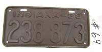 1933 Indiana License Plate
