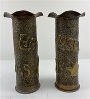 Pair of 1915 Canadian WW1 Trench Art Shells