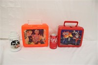 2 Vintage Lunch Boxes w/ Batman Thermos w/o Lid