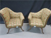PAIR FLORAL UPHOLSTERY CORNER CHAIRS