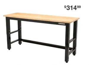 6 ft. Adjustable Height Solid Wood Top Workbench