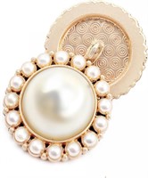 SEALED-Artificial Pearl Gold Metal Shank Button
