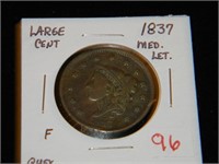 1837 Lg. Cent F  (Medium Letters)