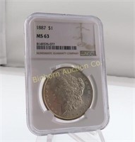 1887 Morgan Silver Dollar NGC MS63