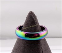 Hematite Ring Size 10 Rainbow Band
