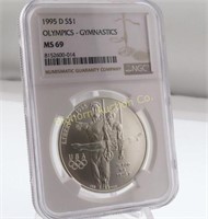 1995-D USA Olympics Gymnastics One Silver Dollar