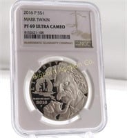 2016 Mark Twain US One Silver Dollar NGC PF69