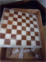MARBLE CHESS SET, SOME PIECES MISSING