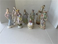 Lot of porcelain figurines, some hand-painted