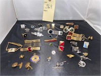 LARGE LOT OF CUFF LINKS TIE CLIPS AND MORE