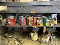 Miscellaneous items, ALL contents on shelf. Cans