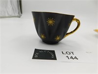 RARE SHELLEY BLACK & GOLD DAINTY TEA CUP, NO SAUSR