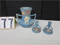 Roseville Vase & Candlestick Holders