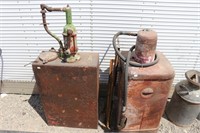 Vintage Oil Pump Tanks & Car Jack