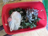 TOTE OF CHRISTMAS DECOR