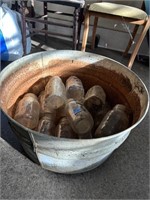 #2 Galvanized Wash Tub with Assorted Jars