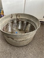 #2 Galvanized Wash Tub with Assorted Jars