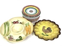 Glazed Pottery Plates, Egg Platter & More