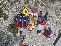 Hot air balloon and floral yard decor