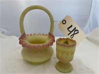 Fenton Glass Basket & Candle Holder