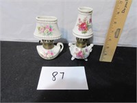 Mini Oil Lamps w/ Floral Design (2)