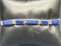 925 Silver And Blue Lapis Bracelet 
TW 18.9g