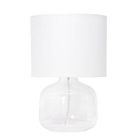 Simple Designs Glass Table Lamp with Fabric Shade,