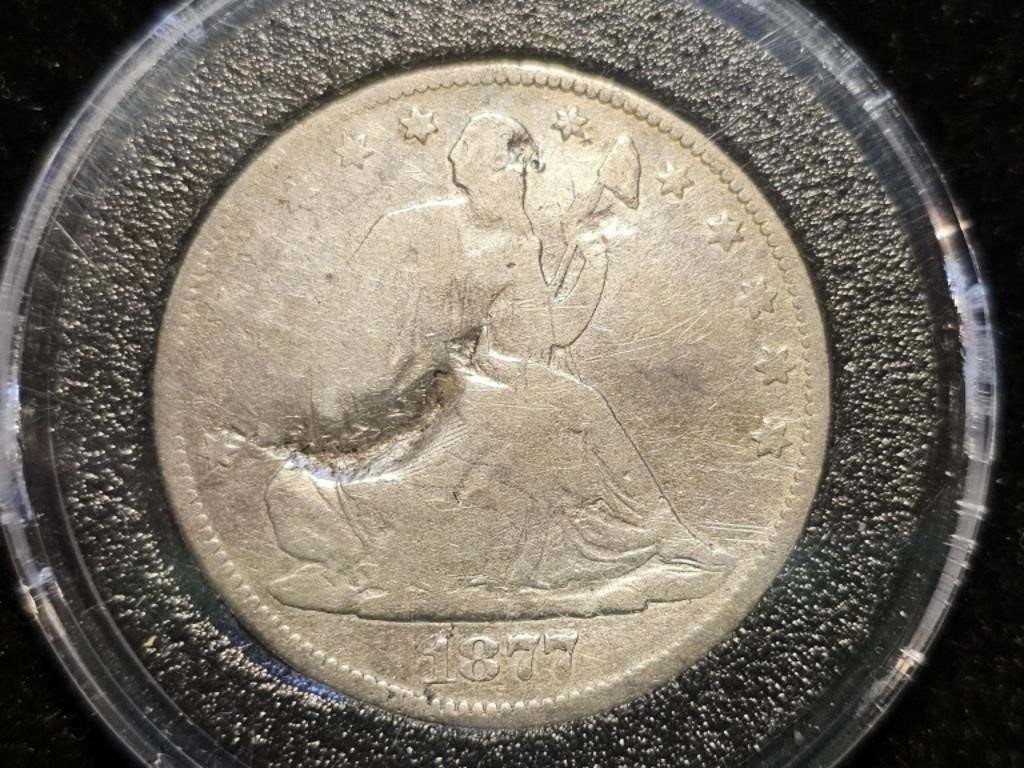 1877S Liberty Seated Half Dollar - Motto above....