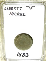 1883 USA Liberty Or "V" Nickel - No Cents Variety