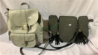 2 purse bags, a light gray forever 21, and a dark