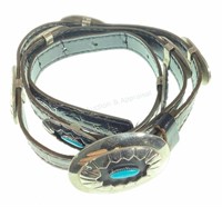 Navajo Nickel Plated Turquoise Concho Belt