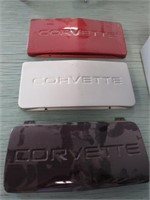3 corvette license plate covers Red, Silver,