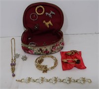 Jewelry Lot-Pins, Bracelet, Case and More