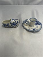 Porcelain shoe and teacup 4 AND 5 INCHES