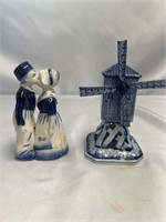 Porcelain couple and windmill.  5.5 INCHES