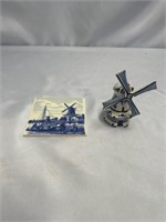 Porcelain windmill with coaster 4.5 INCHES