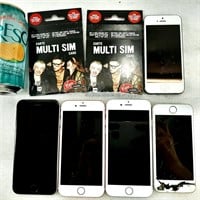 5 iPhones tels quels + 2 cartes SIM