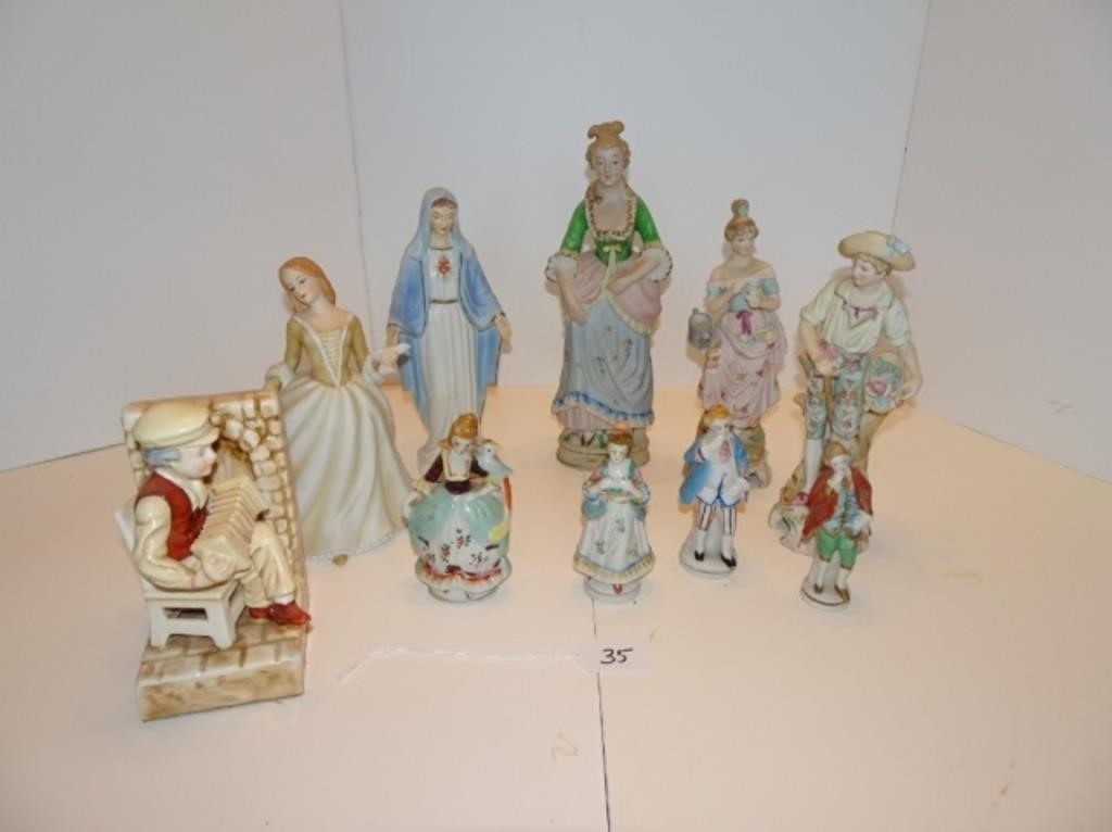 Assorted Porcelain Figurines Lot 10 Pc