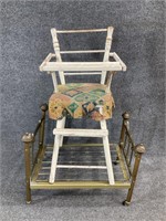 Brass Doll Bed & Highchair