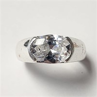 Pretty 925 Silver CZ Ring - Size 7.5. Value 100.00