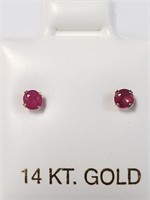 14KT Yellow Gold Ruby Earrings (0.2ct). Value $60