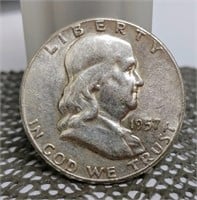 1957 AU FRANKLIN HALF DOLLAR