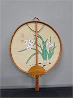 Vintage Asian Hand-Painted Silk Fan Decor