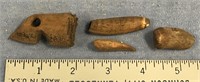 St. Lawrence Island - Lot of 4 fossilized ivory ar