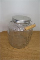 Glass Jar with Lid & Wood Handle 8"h